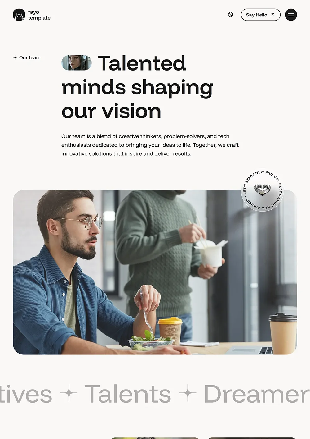 Rayo Template Image - Team Page Link