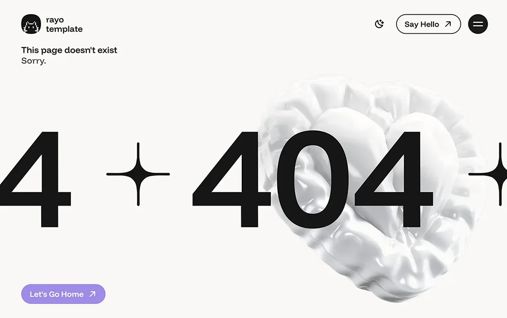 Rayo Template Image - 404 Error Page Link